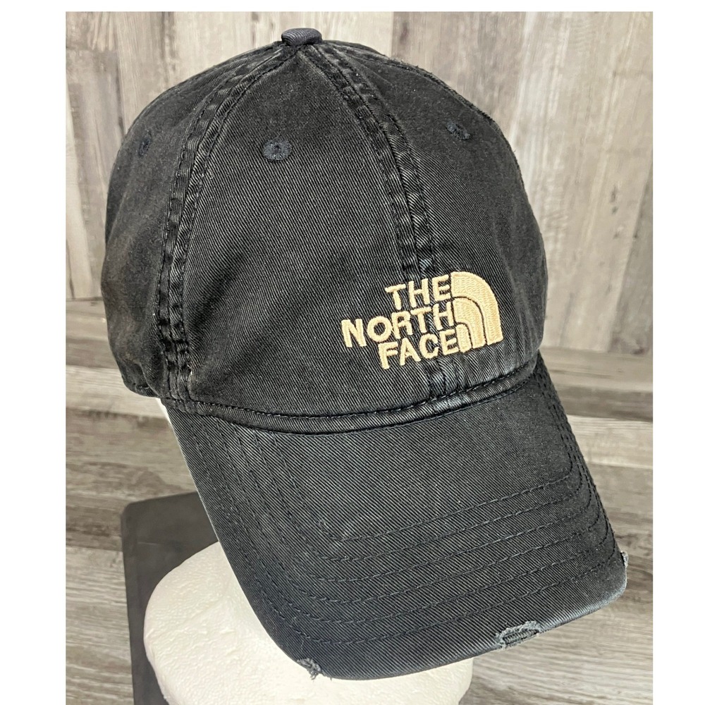 The North Face Faded Black Distressed Cotton Canvas Adjustable Strapback Hat